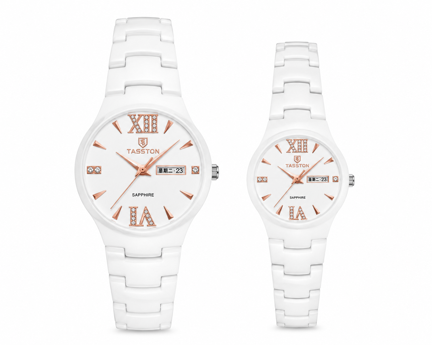 Option A: TESSLON Onyx Elegance Black Ceramic Couple Watch SetOption B: TESSLON Luxury Black Ceramic Matching Watches for Coupl