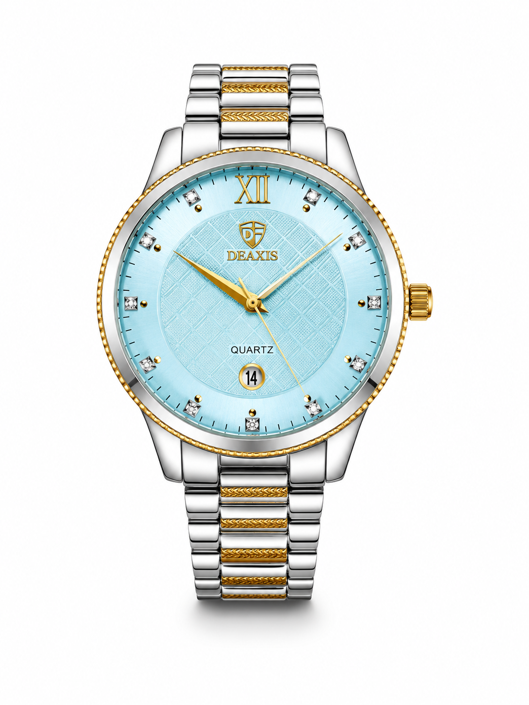 Deaxis Classic Silver & Gold Quartz Watch for Men – Luxury Stainless Steel