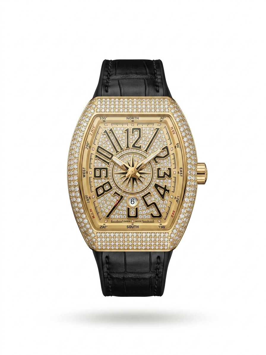 Franck Muller Vanguard Yachting Diamond Edition Gold Watch