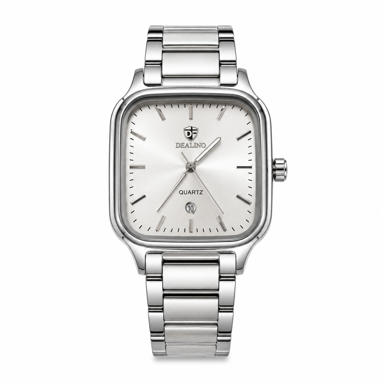 DEALINO Luxury Square Quartz Men's Watch – Available in Dual-Tone Gold/Silver (White & Green Dial) and Classic Full Silver