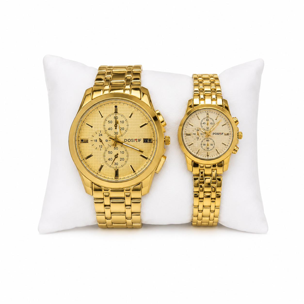 Silver Elegance Couple Watches
Luxury Gold Couple Watches
Black Elegance Couple Watch Set
Golden Prestige Chronograph Couple Watches