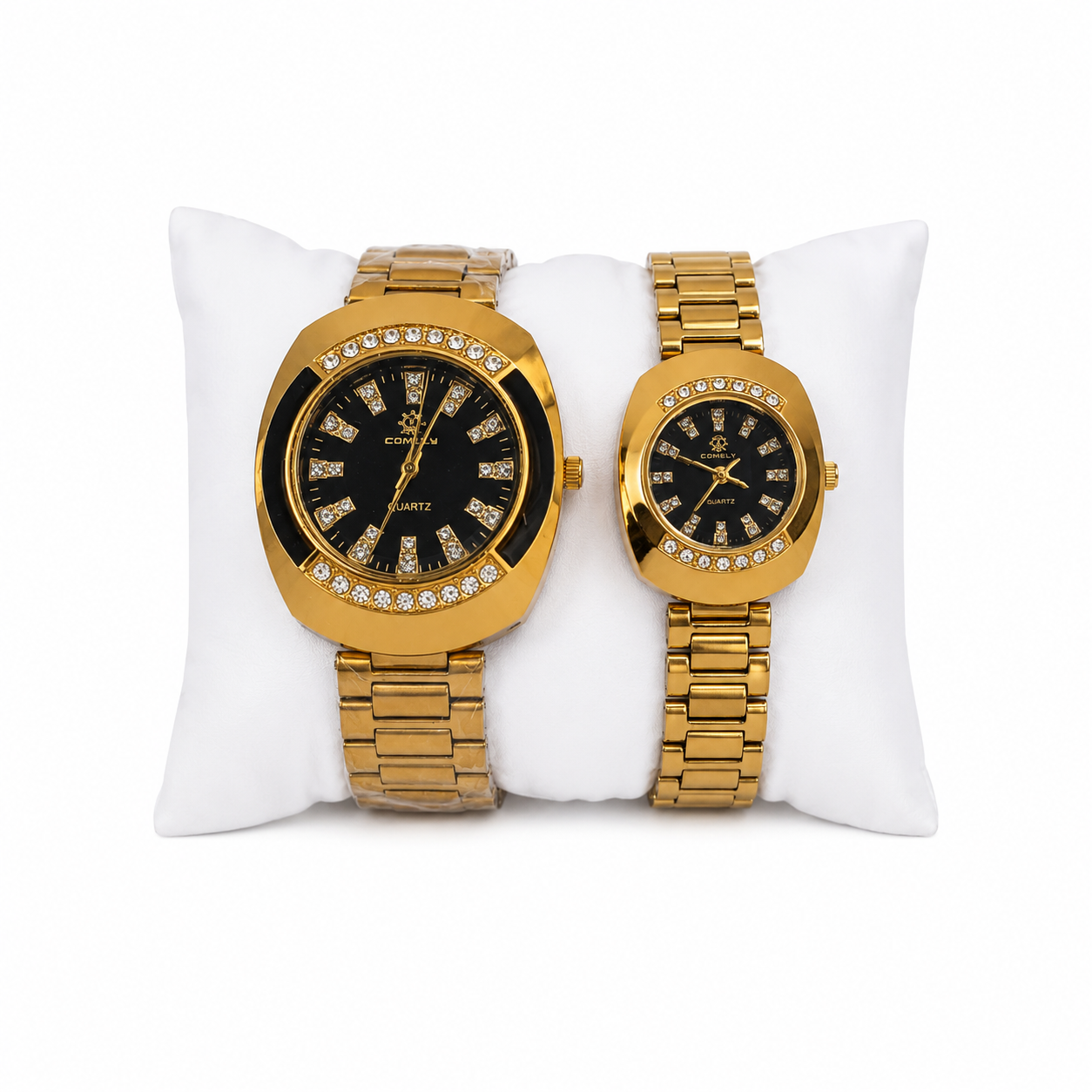 Silver Elegance Couple Watches
Luxury Gold Couple Watches
Black Elegance Couple Watch Set
Golden Prestige Chronograph Couple Watches