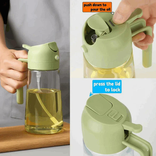 2-in-1 Oil Sprayer & Oil Dispenser Bottle | کچن کے لیے آئل اسپرے اور پورنگ بوتل