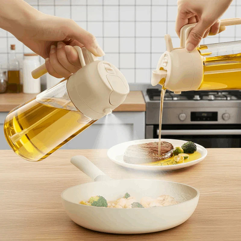 2-in-1 Oil Sprayer & Oil Dispenser Bottle | کچن کے لیے آئل اسپرے اور پورنگ بوتل