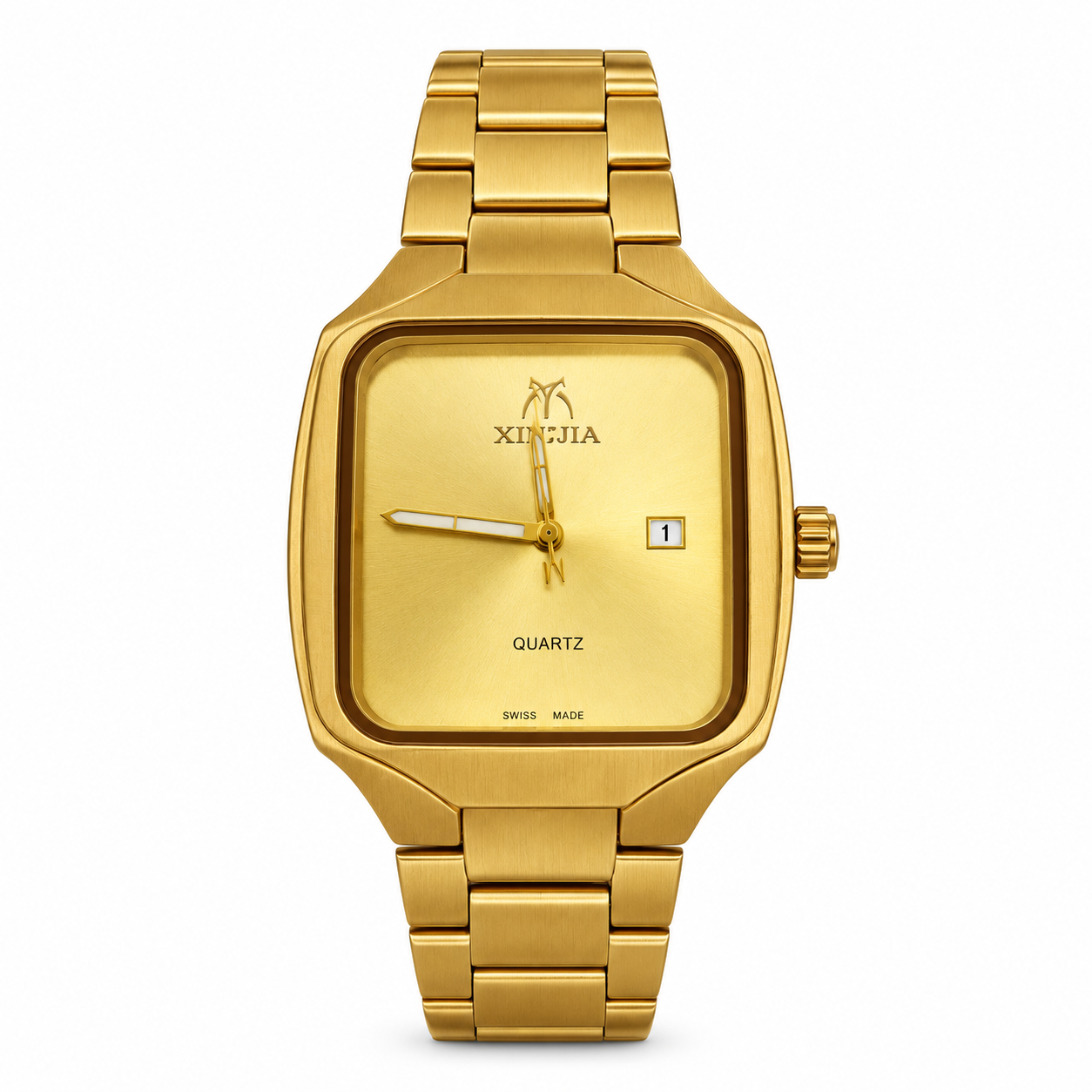 Mattiani Luxury Square Dial Gold-Plated Quartz Watch for Men
