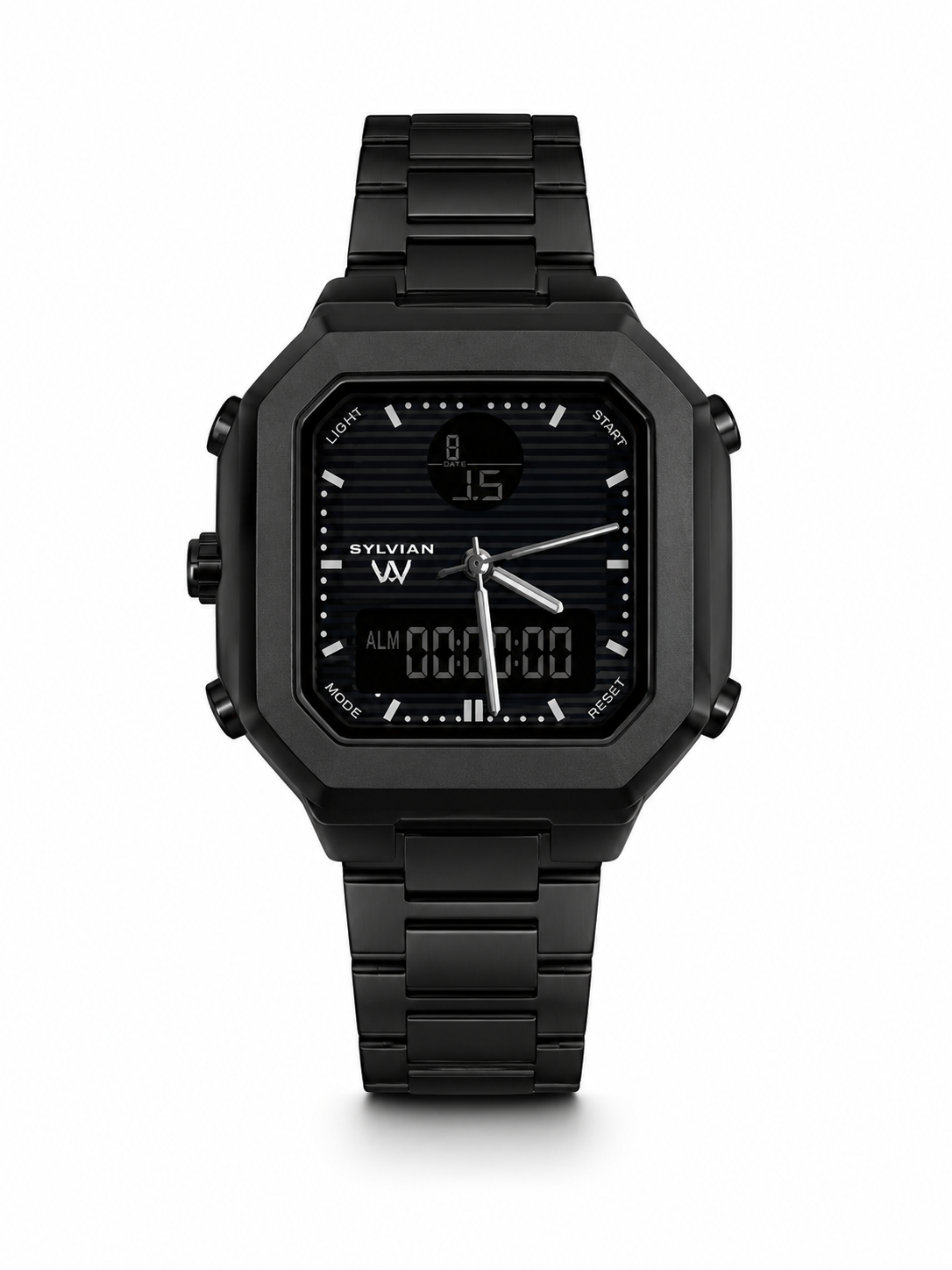 Premium Dual Display Analog & Digital Stainless Steel Watch for Men – Silver