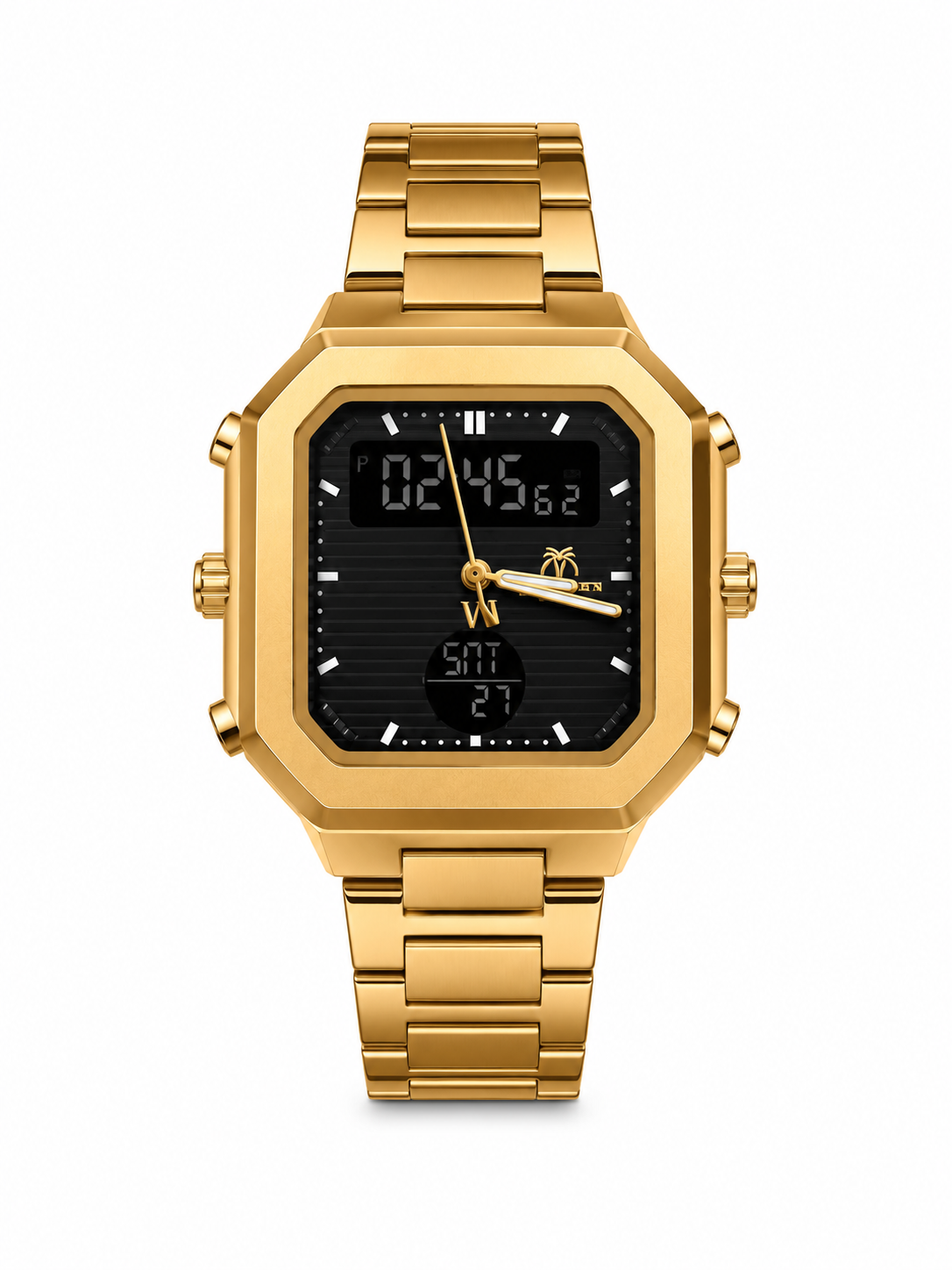 Premium Dual Display Analog & Digital Stainless Steel Watch for Men – Silver