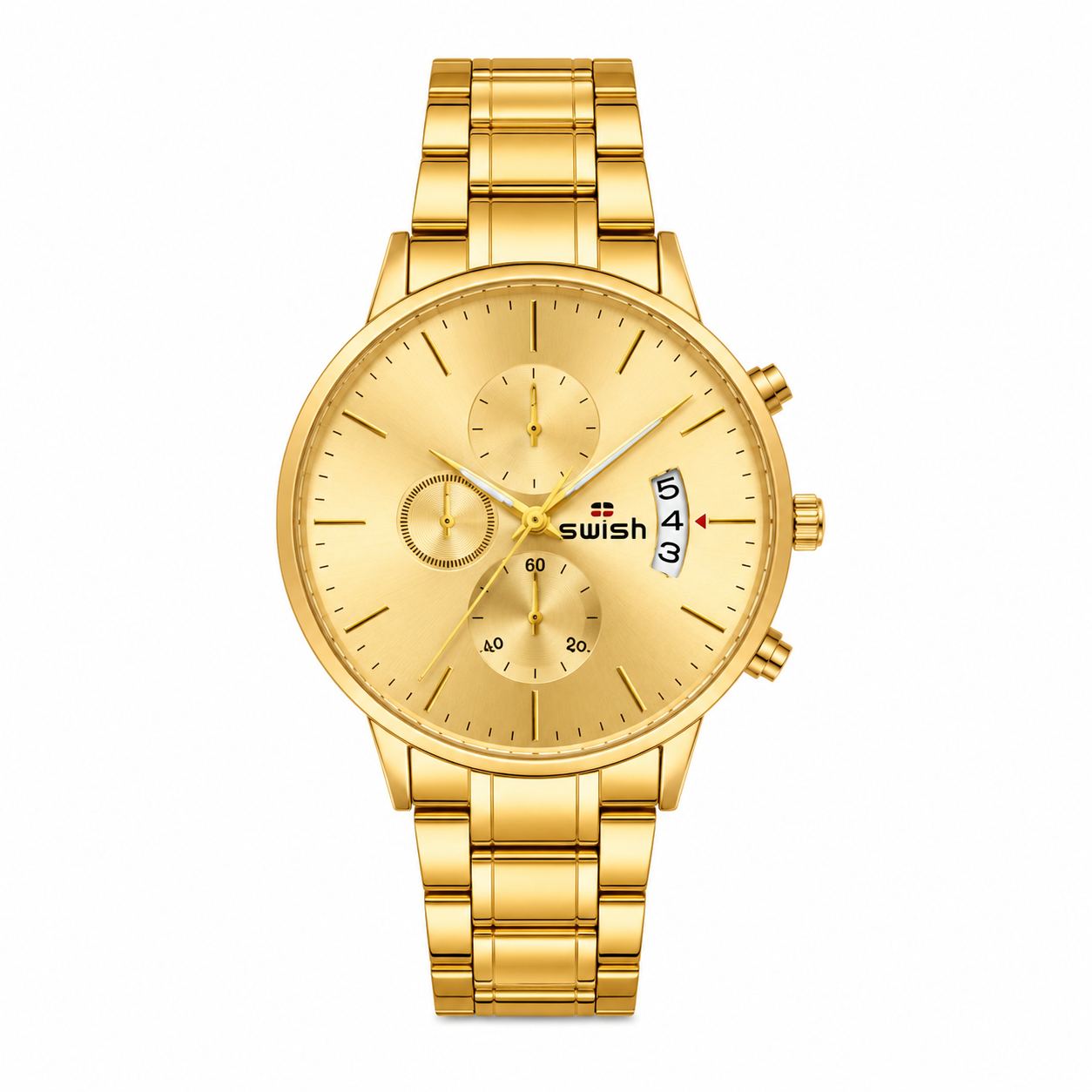 Swish Premium Silver Stainless Steel Men's Analog Watch – Luxury Business Casual Wrist Watch
