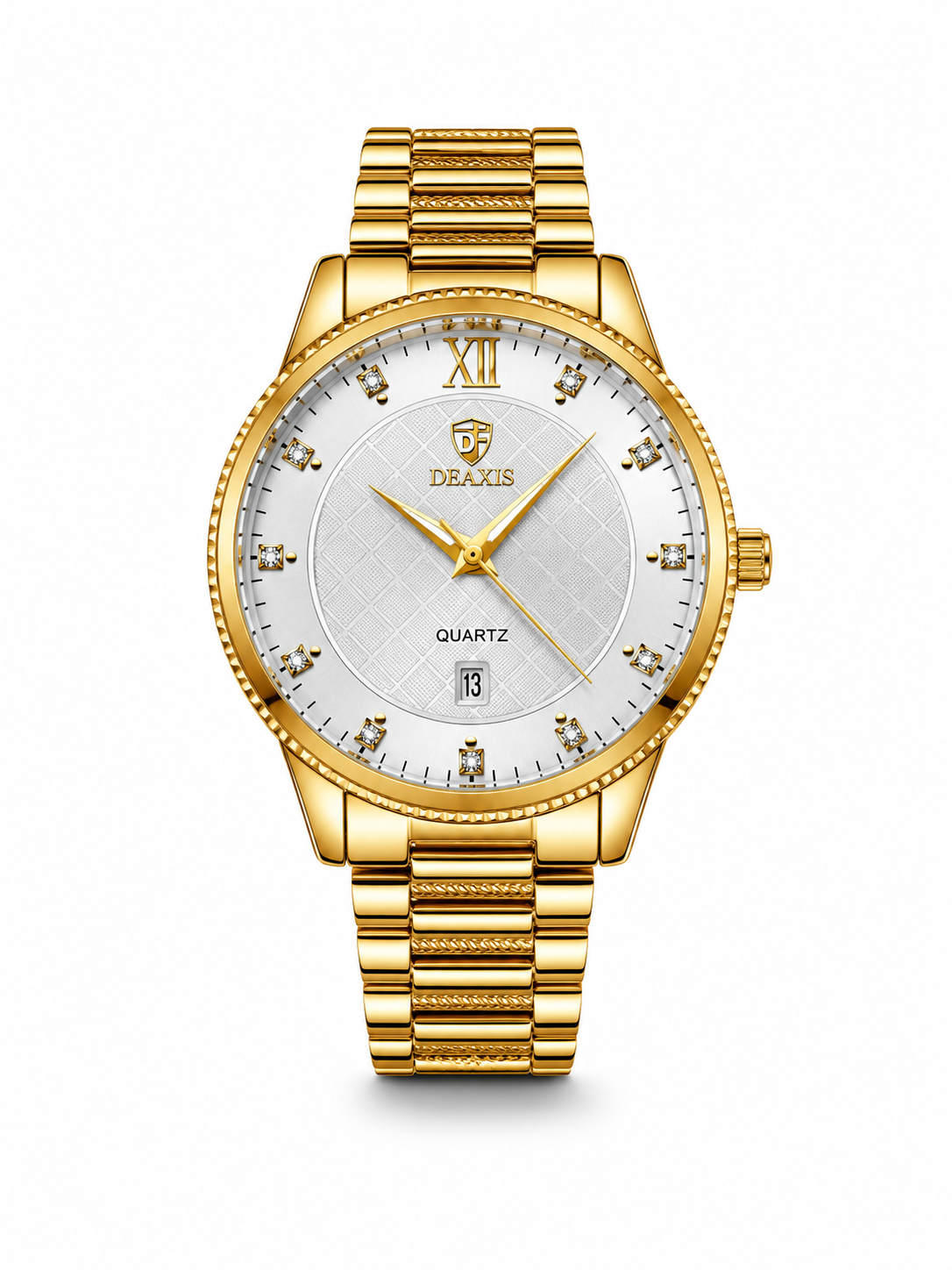 Deaxis Classic Silver & Gold Quartz Watch for Men – Luxury Stainless Steel